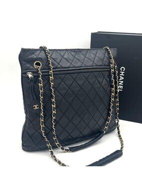 Chanel Quilted Shoulder Bag Lambskin Black